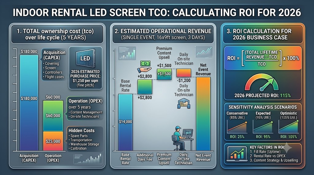 Indoor Rental LED Screen TCO: Calculating ROI for 2026