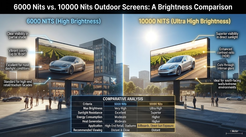 6000 vs 10000 Nits Outdoor LED Screen: Which to Buy?